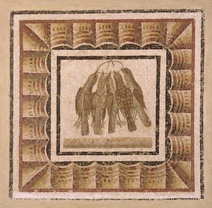 Pavimento che raffigura cinque tordi, da El-Jem (Thysdrus)